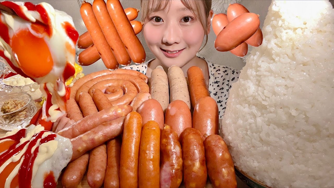 ASMR Разные варёные сосиски и жареное яйцо【русские субтитры】【Mukbang/ Eating Sounds】