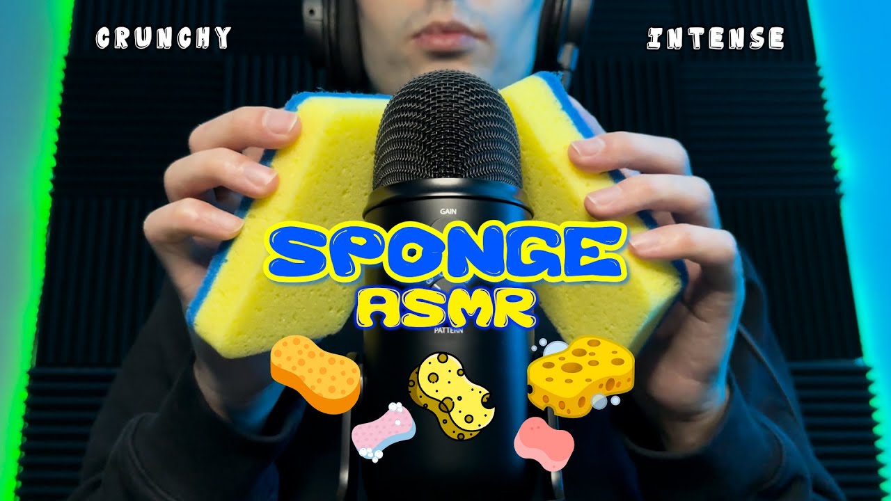 Sponge ASMR for Crunchy Tingles! (scratching, tapping, rubbing, grinding, gripping)