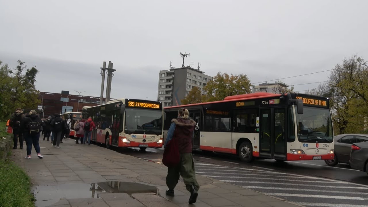 Gdańsk, Plac Solidarności, trams, buses, traffic