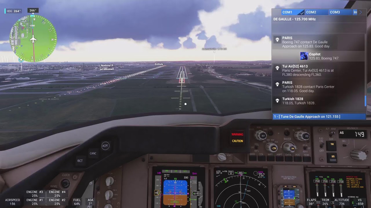 KATL TO LFPG MSFS 747