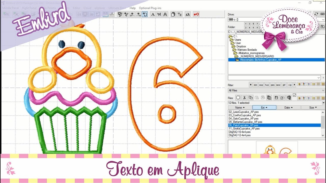 Texto em Aplique no Embird