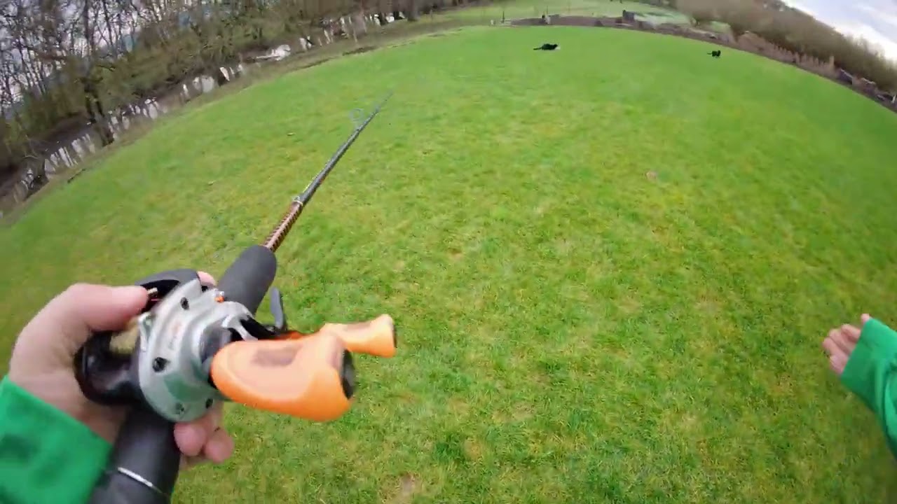 fishing in the yard