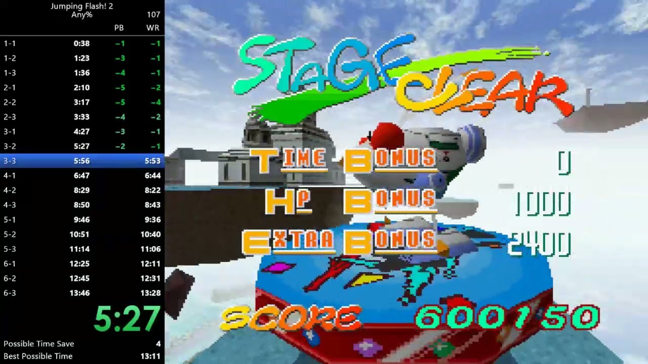 Jumping Flash! 2 Any% Speedrun in 13:25 (Current World Record)