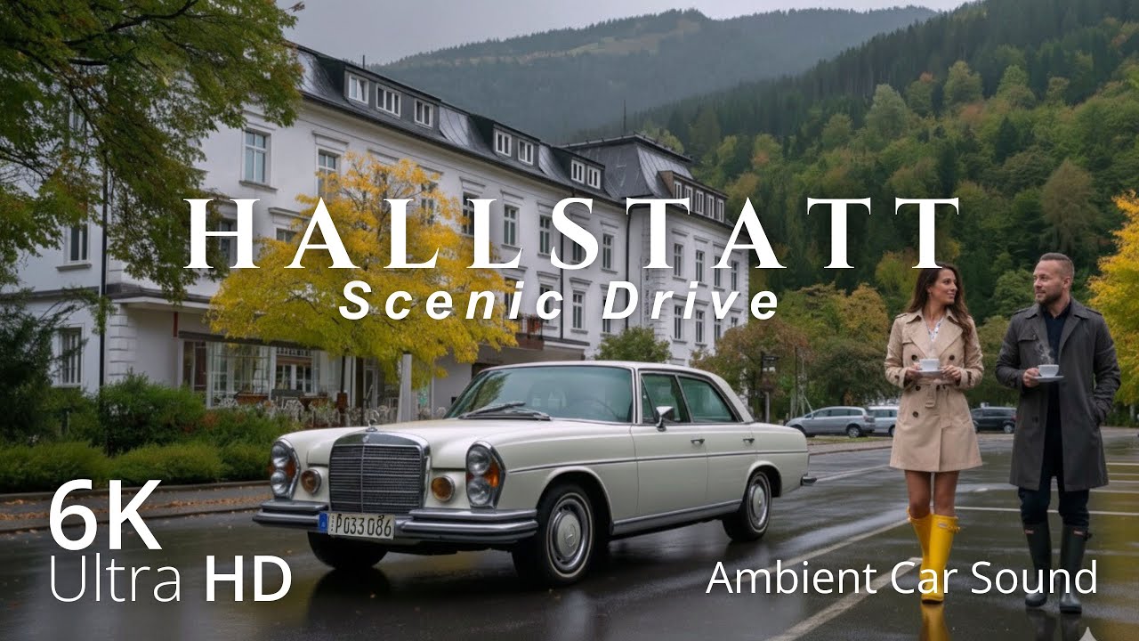 Driving to Hallstatt Austria | Ambient Sound & Scenic 6K Rain, Tunnels, Mountains