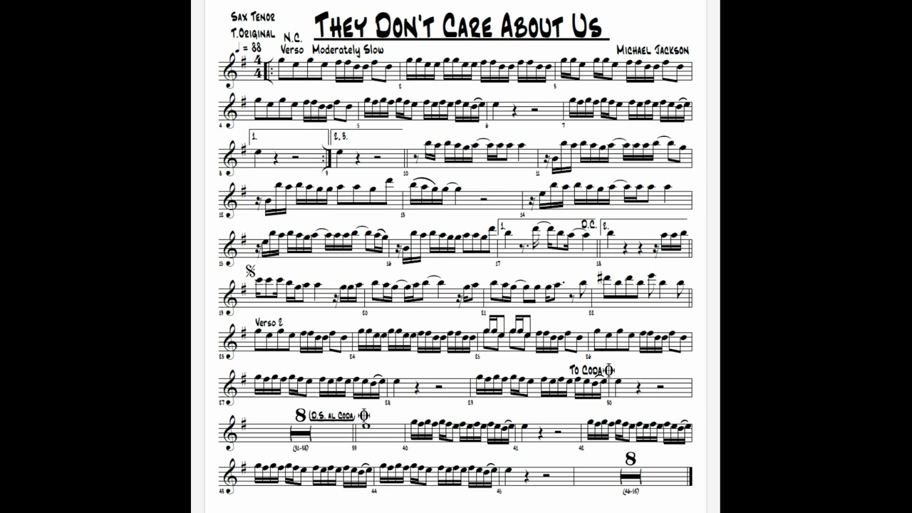 They Don't Care About Us {Michael Jackson} PARTITURA SAX TENOR