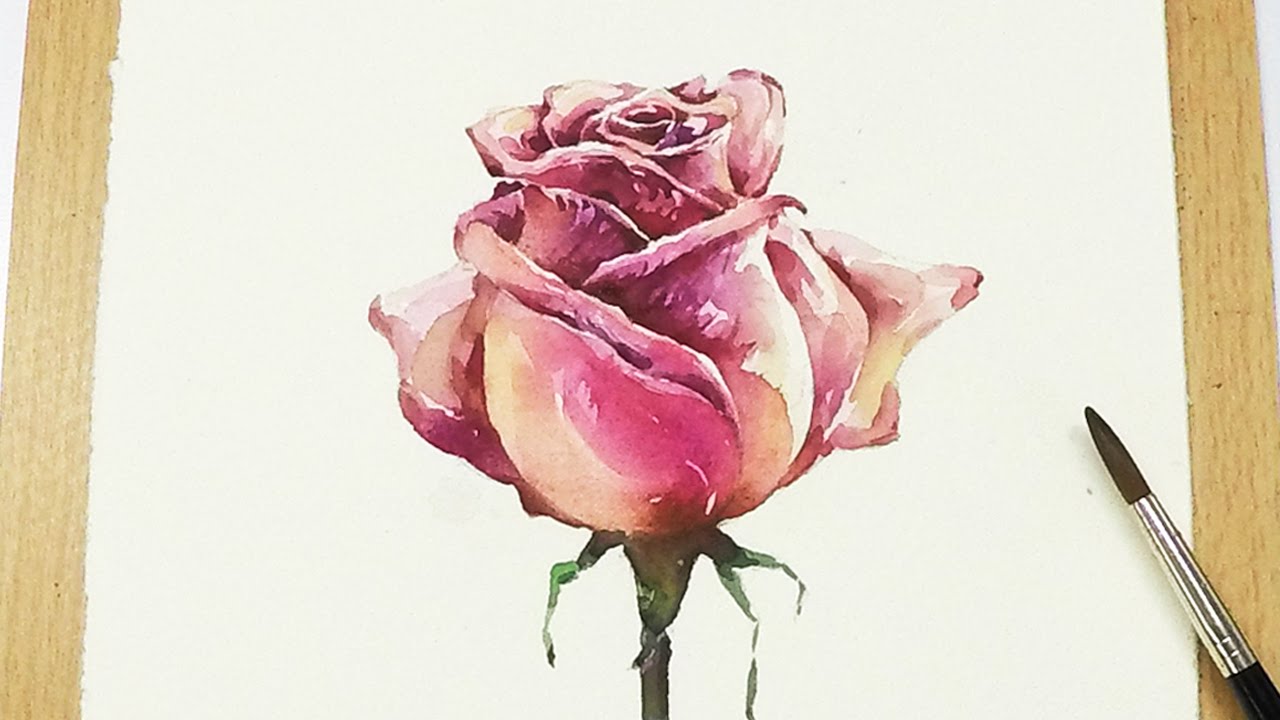 [LVL5] How to paint a Rose in watercolor - Step by Step Tutorial