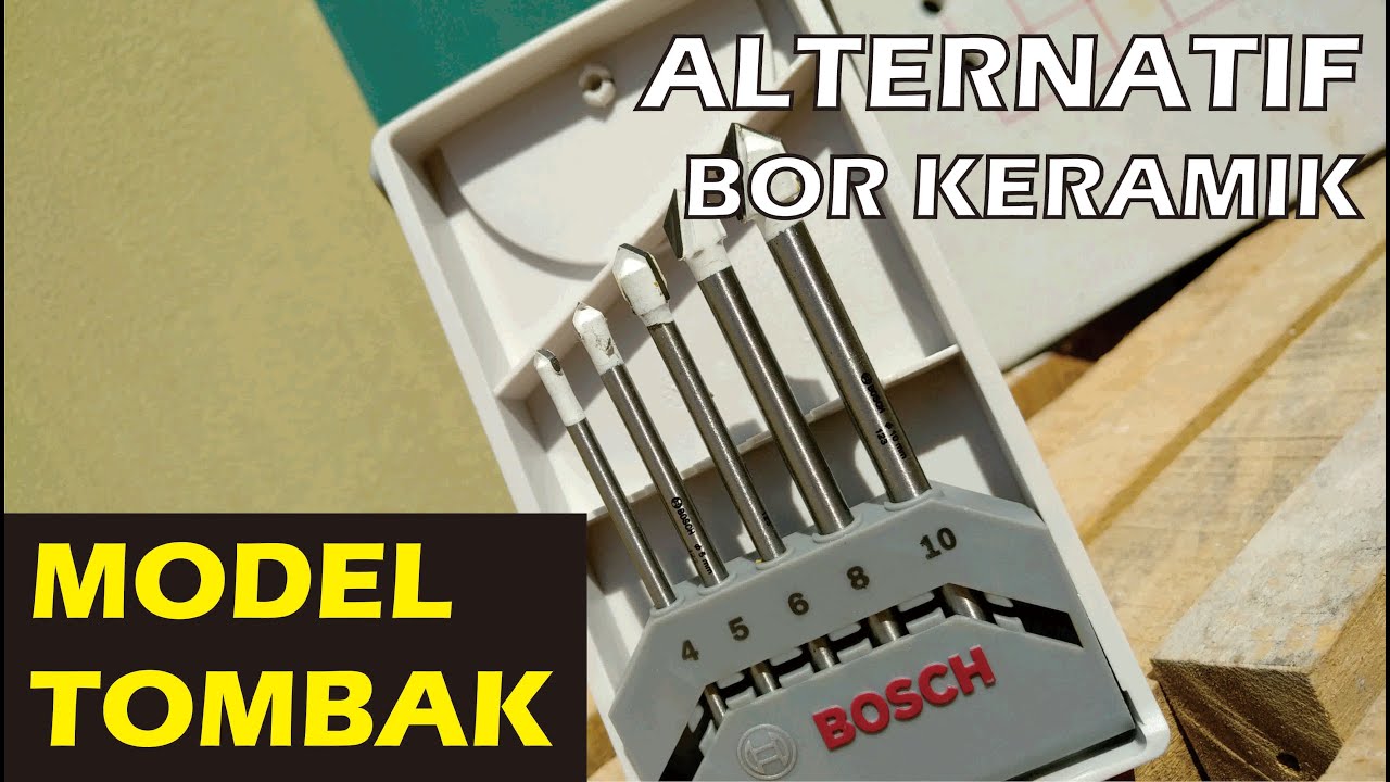 Bosch mata bor keramik model tombak, untuk perbandingan dengan diamond hole saw.