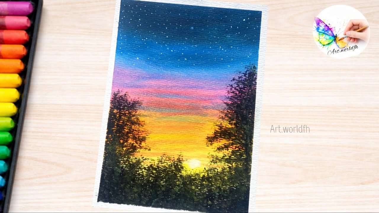 Nature painting tutorial | Oil Pastel Landscape Tutorial