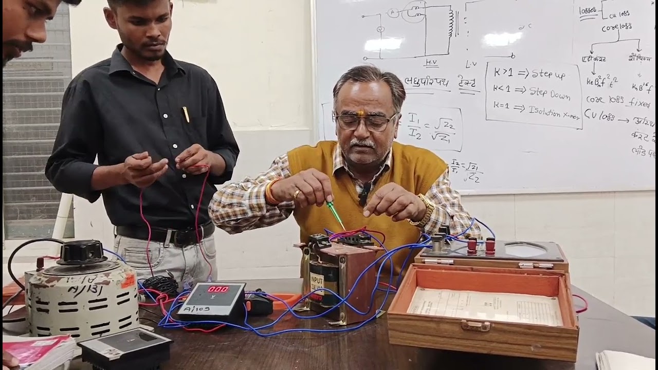 Open circuit test &, Short circuit test,calculate Iron losses and copper losses of  Transformer