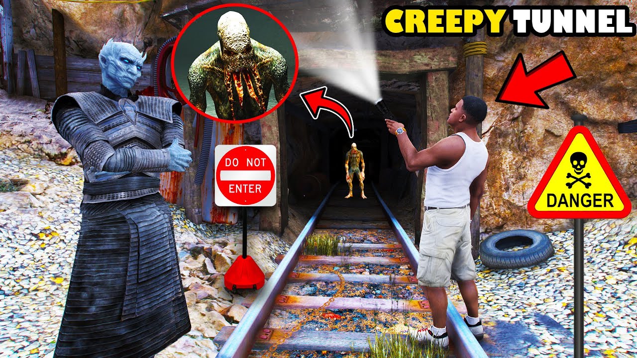Franklin Went Inside Scary Creepy Tunnel At 3AM in GTA 5 | SHINCHAN and CHOP