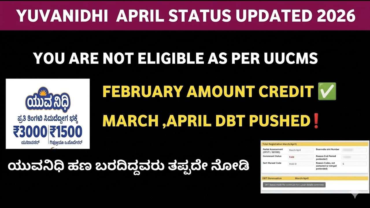 YUVANIDHI APRIL STATUS UPDATED | CHECK YOUR STATUS | YUVANIDHI AMOUNT 2026