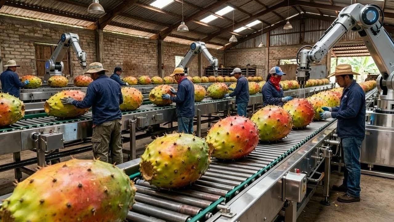 Inside a Prickly Pear Processing Factory: Field Harvest to Premium Products (Full Process)