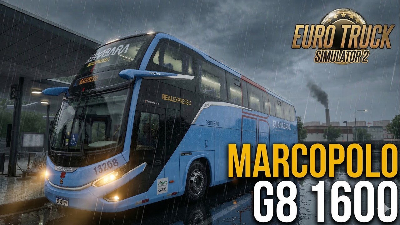 EuroTruck Simulator 2 Simulação Ônibus Marcopolo Paradiso G8 1699 LD Mapa EAA Volante Logitech g29