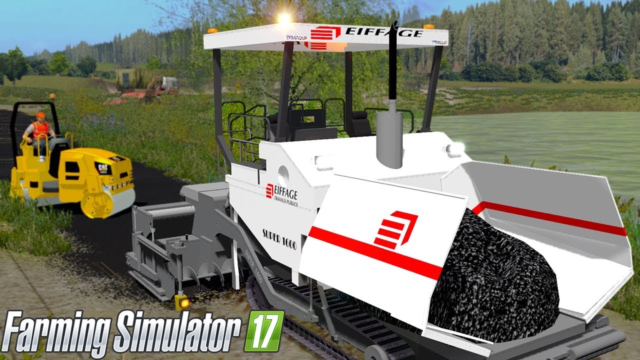 Farming Simulator 2017 - VÖGELE Super 1600 Asphalt Paver (WORKING PAVEMENT!)