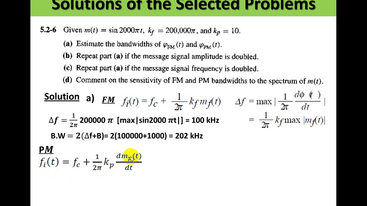 Angle Modulation-Part 6-Solution of selected problems
