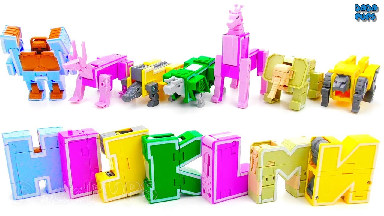 Alphabots For Kids|H I J K L M N Super Alphabet Robot Transformers|Alphabet with Animals