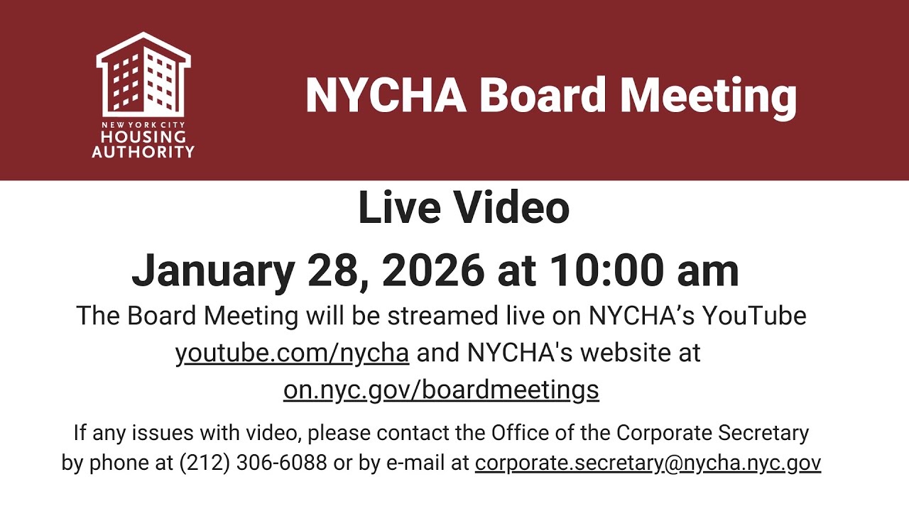 New York City Housing Authority Board Meeting  - January 28, 2026 at 10:00am