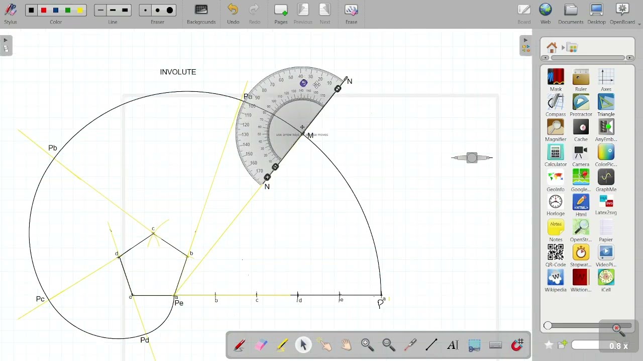 Engineering Curves - Involute - Pentagon - With Normal and Tangent - Problem 1
