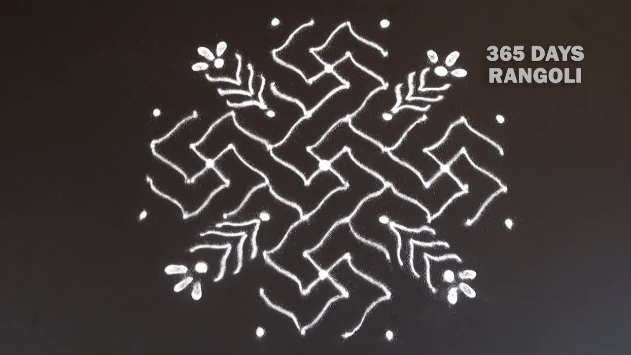 Daily rangoli/ swastik rangoli/10 dots kolam/ easy and simple rangoli/ಚುಕ್ಕಿ ರಂಗೋಲಿ