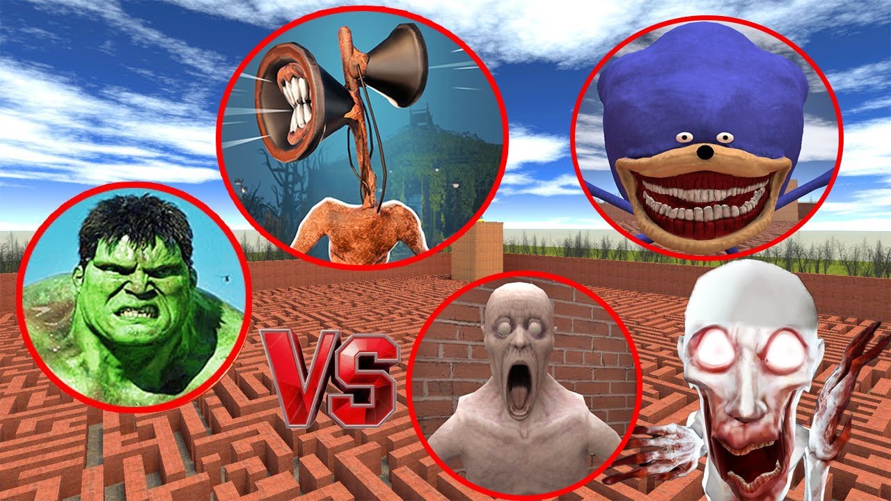 Hulk vs SCP-096 vs Siren Head vs Shin Sonic  Ultimate GMod Monster Battle?