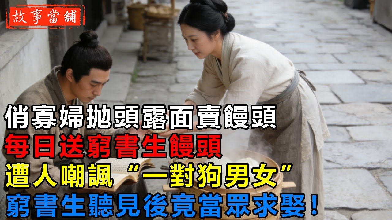 俏寡婦拋頭露面賣饅頭，每日送窮書生饅頭，遭人嘲諷“一對狗男女”，窮書生聽見後竟當眾求娶！| 民間故事 | 故事當舖