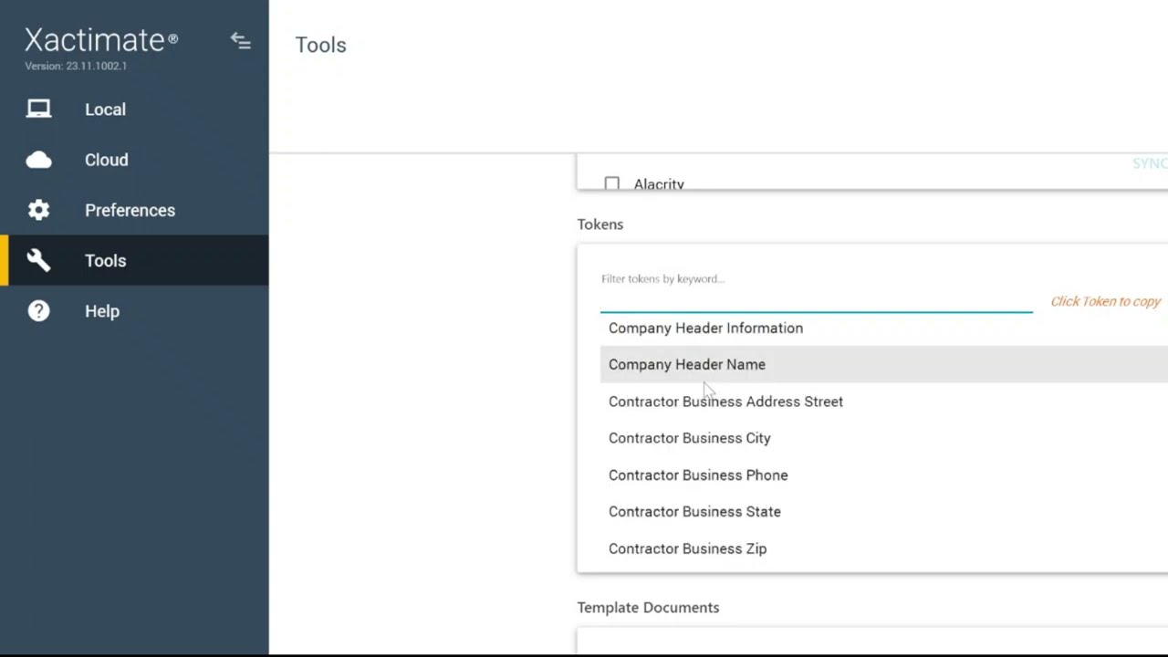Creating template/macro documents in Xactimate using tokens