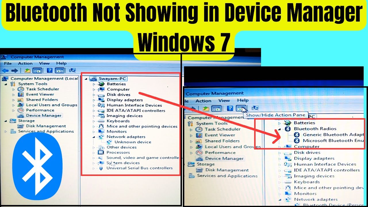 bluetooth not showing in device manager windows 7