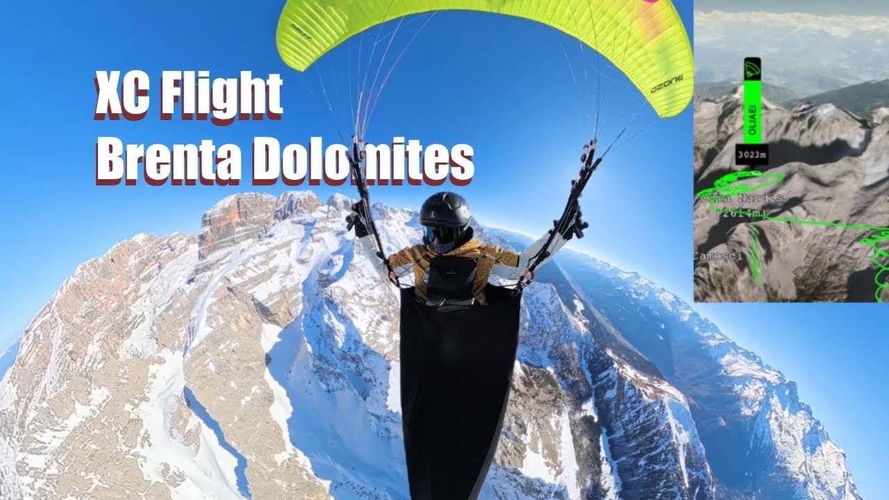 XC Paragliding Triangle Over the Brenta Dolomites ,complete flight