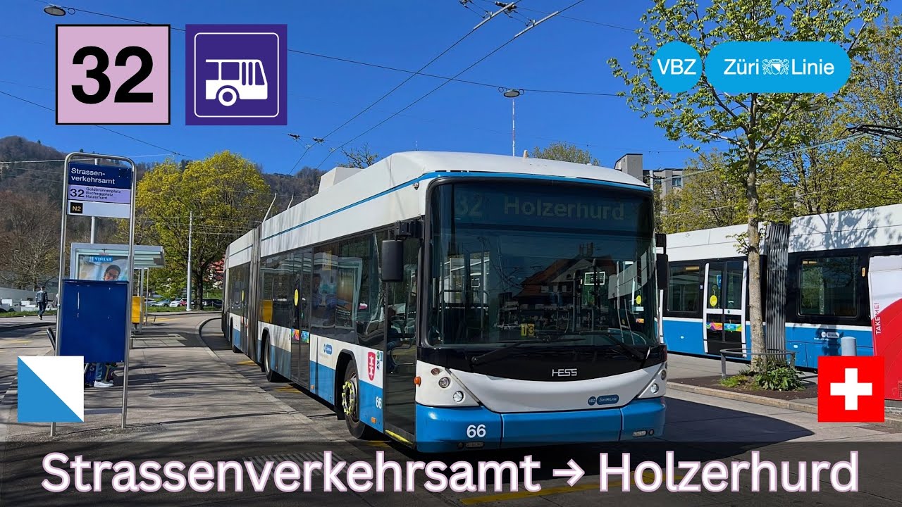 LANGSTRASSE-EXPRESS:🇨🇭Zürich VBZ Buslinie 32 | Strassenverkehrsamt → Holzerhurd [4K]
