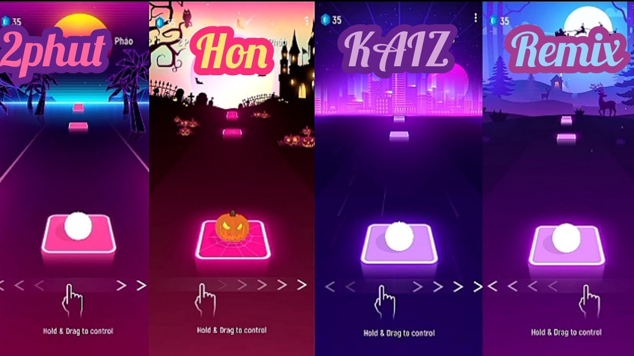 Tiles hop | Phao 2 Phut Hon KAIZ Remix | with 4 different Themes| cenzo Play