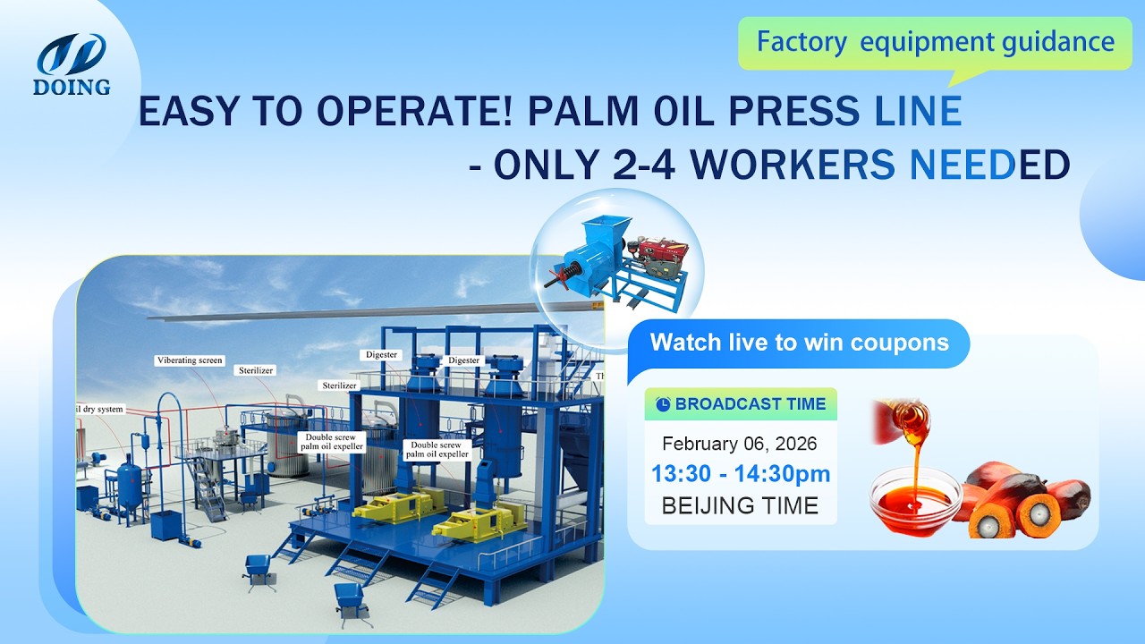 Easy to Operate! Palm Oil Press Line - Only 2-4 Workers Needed