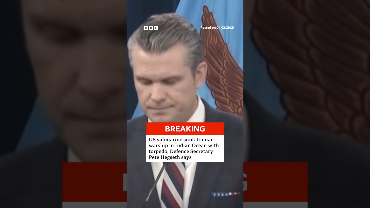 US submarine sank Iranian warship in the Indian Ocean with a torpedo, Pete Hegseth says. #BBCNews