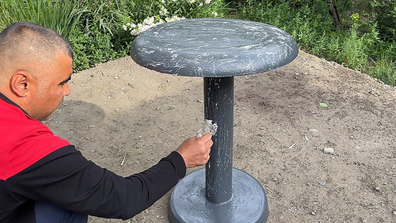 Изготовление журнального столика из пластиковых подносов и цемента