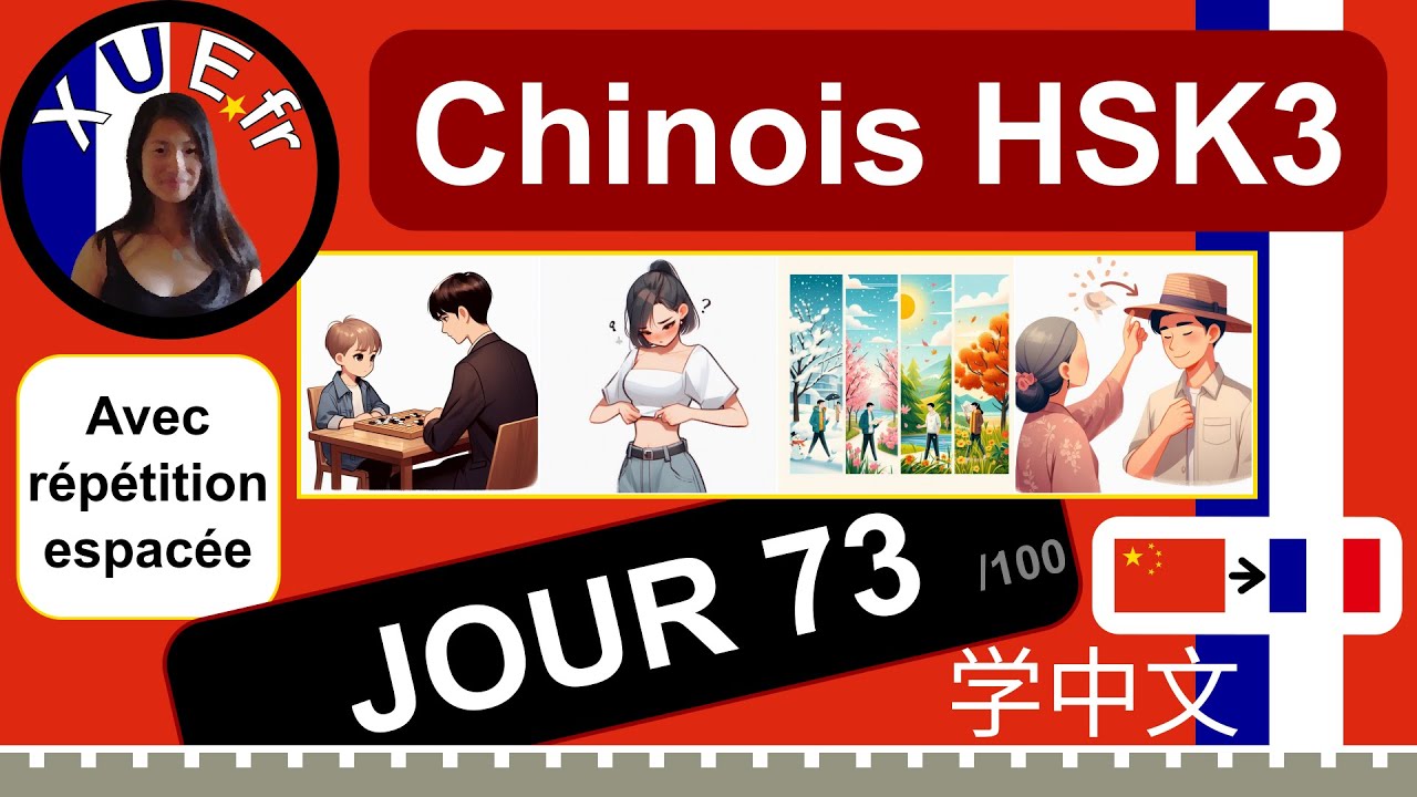 Cours de chinois en français, HSK3 🇨🇳›🇫🇷, JOUR 73, + (聪明，短，季节，帽子), avec répétition espacée.
