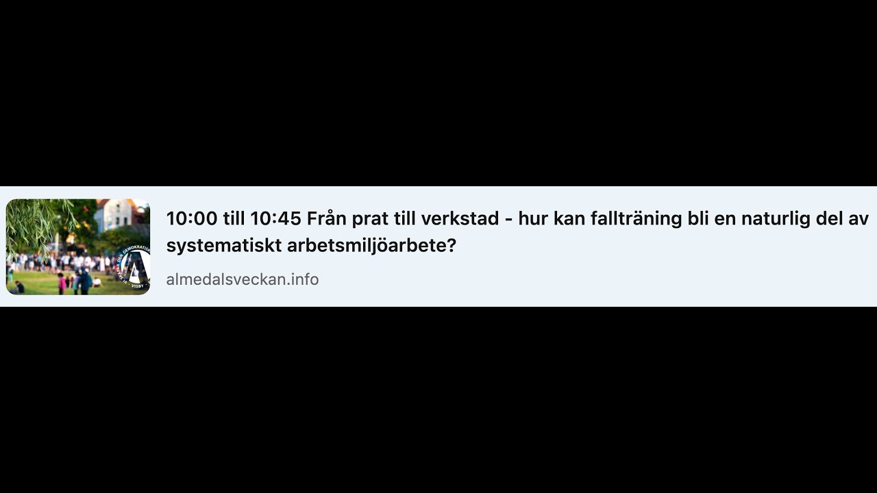 Från prat till verkstad-Hur kan fallträning bli en naturlig del av systematiskt arbetsmiljöarbete
