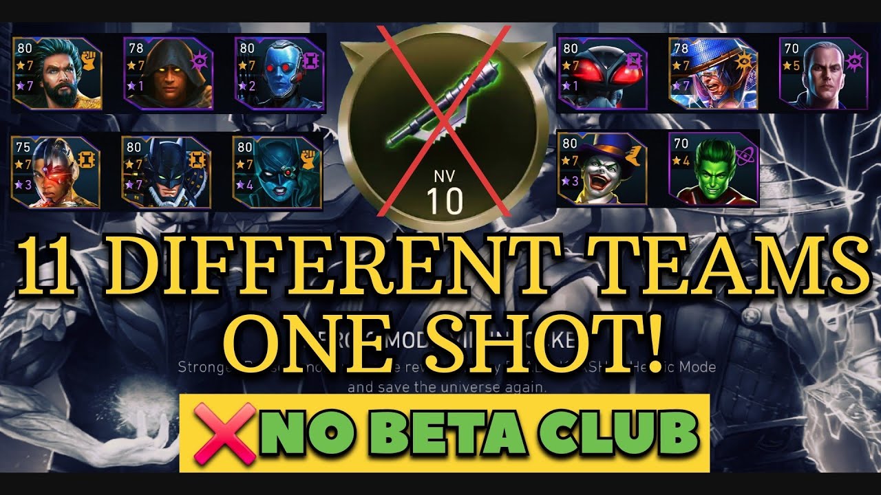 11 Different TEAMS For ONE SHOT!🔥 (NO BETA CLUB)H7 Realm Klash Solo Raid Injustice 2 Mobile Gameplay