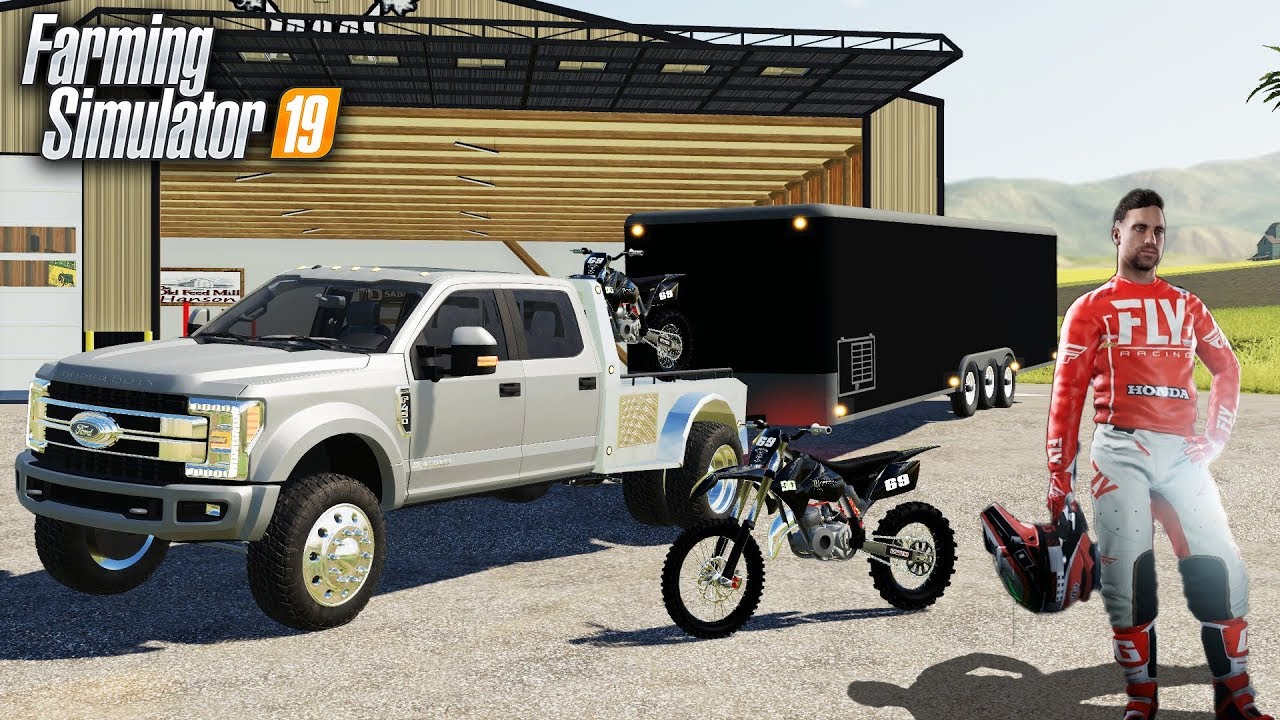 FS19- LOADING UP DIRTBIKES & RACING PROFESSIONAL MOTOCROSS (HONDA CRF 450)