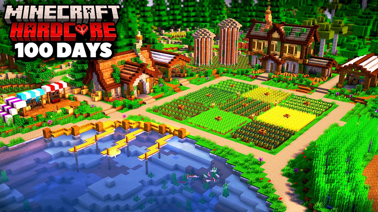 I Survived 100 Days Building the ULTIMATE FARM in Minecraft Hardcore
