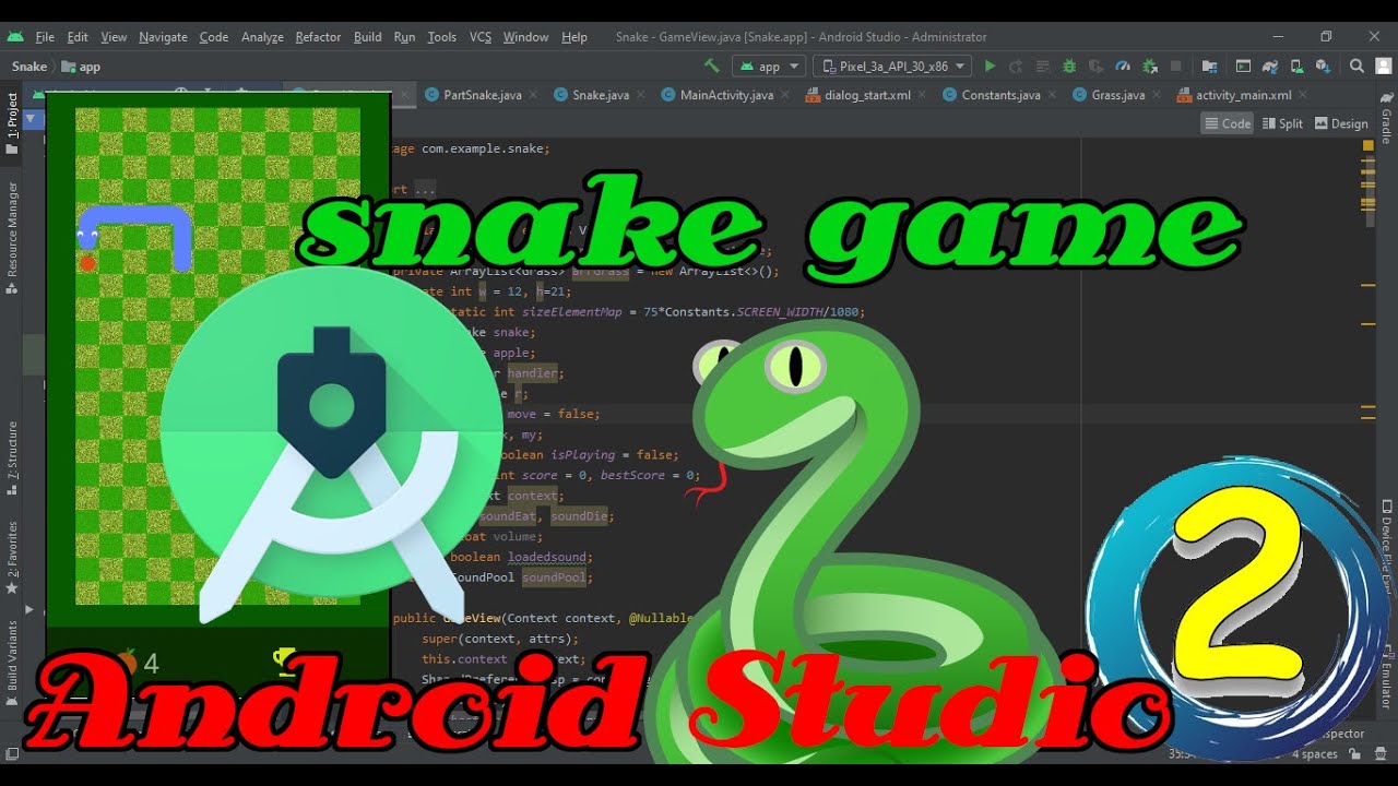 Snake Game With Android Studio - Part 2 - Create Snake