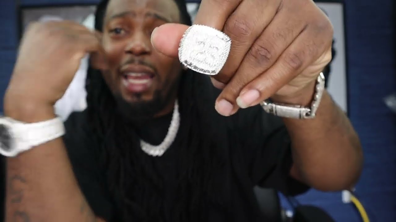 Ghetluxe Custom Moissanite Champion Ring In 925 Silver