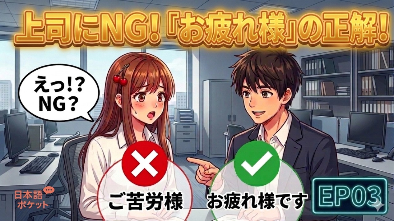 「お疲れ様」の正しい使い方！上司に言ってはいけない言葉も解説｜自然な日本語会話｜日本語ポケット EP03
