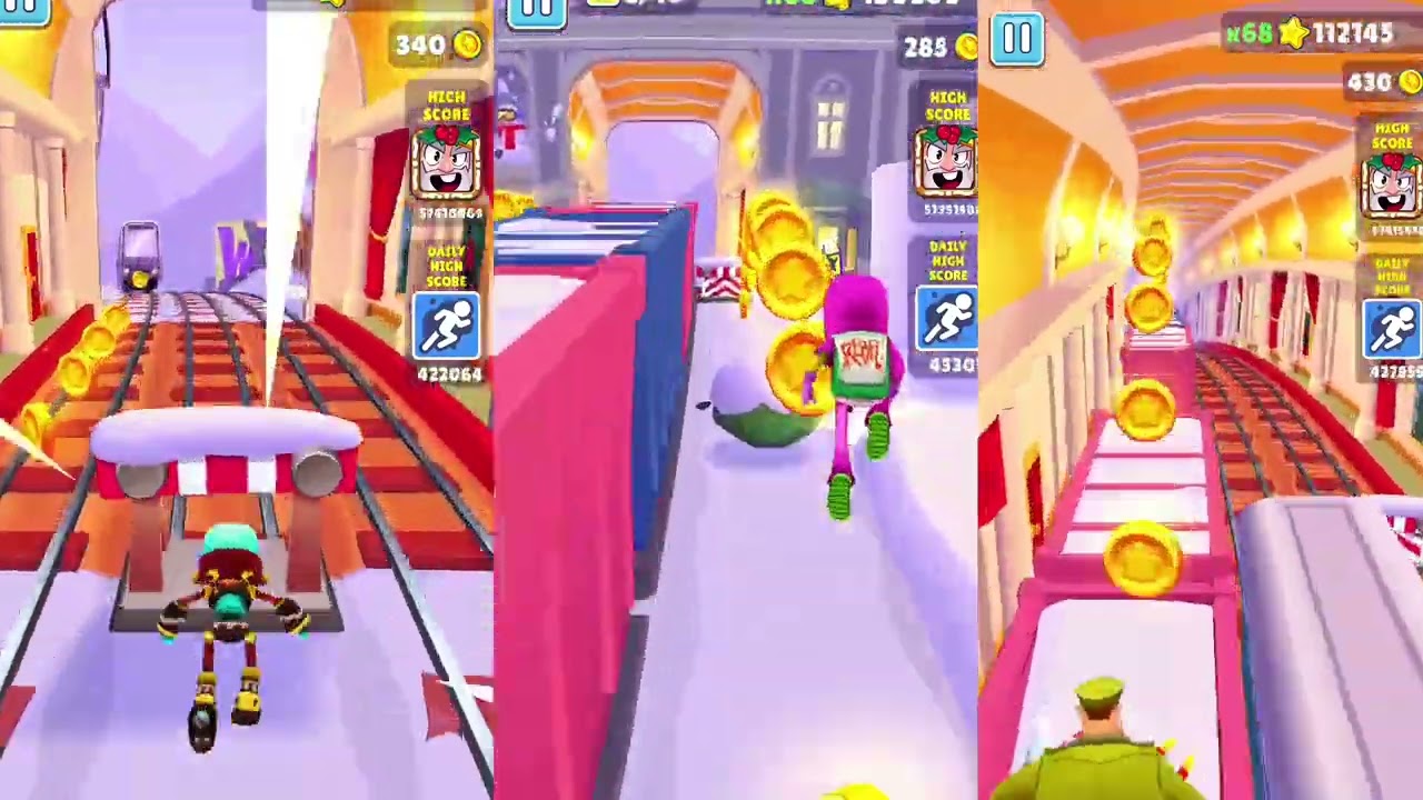 Subway Surfers 3 Screen Ultimate Focus Test 🚆😱 | Triple Screen High Score Challenge