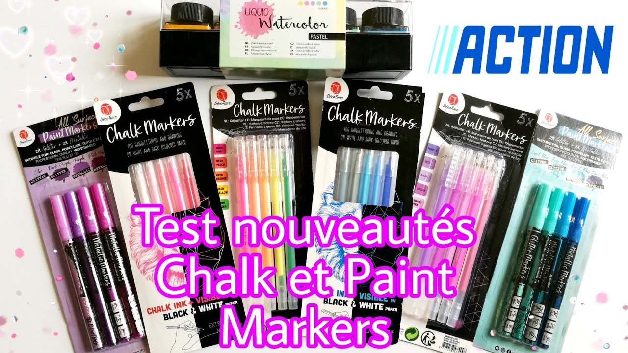 Nouveautés Action  Chalk Markers, paint markers, liquid watercolor pastel