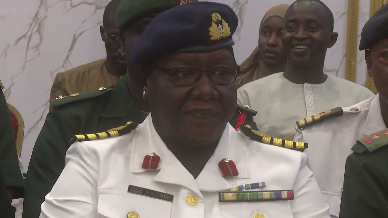President Barrow decorates two new general officers of the Gambia Armed Forces command.