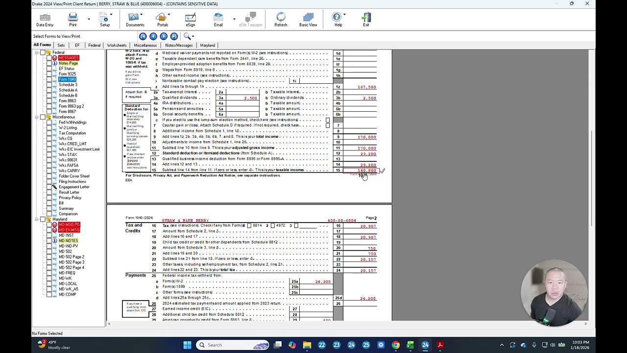 How to prepare 2024 Drake Tax Practice Return 4 - Berry, Straw and Blue