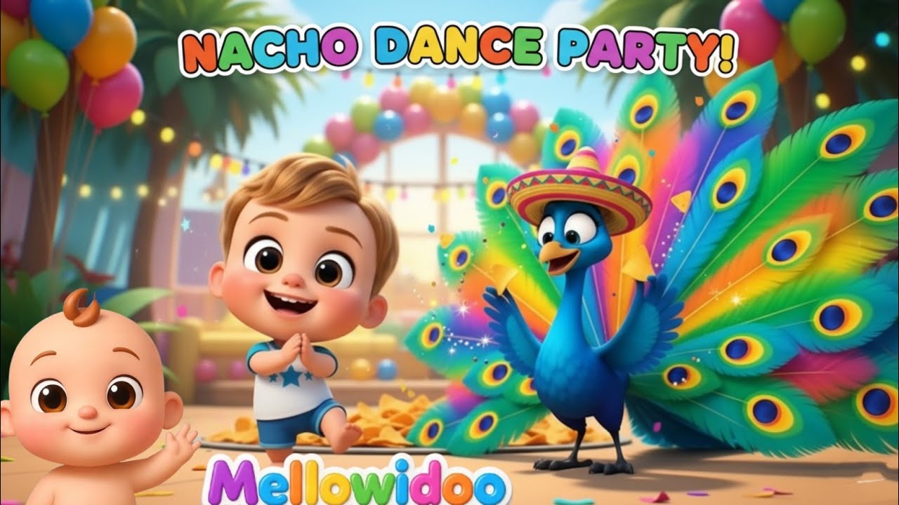 🦚🌮 Dance with the Nacho Peacock 👶 Baby Dance Song | Mellowidoo Nursery Rhymes