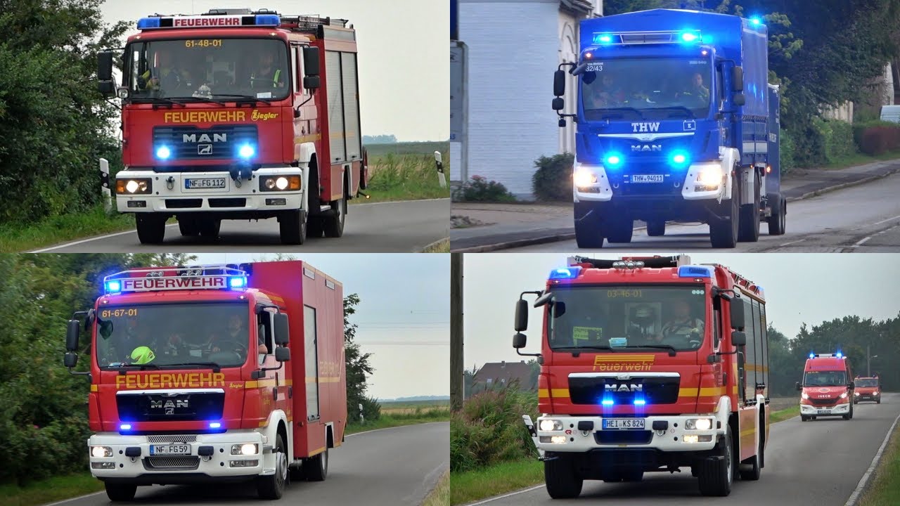 [LAGERHALLE in VOLLBRAND - FEU 3!] - Einsatzfahrten zum Gro&szlig;einsatz in Sch&uuml;lp (HEI)