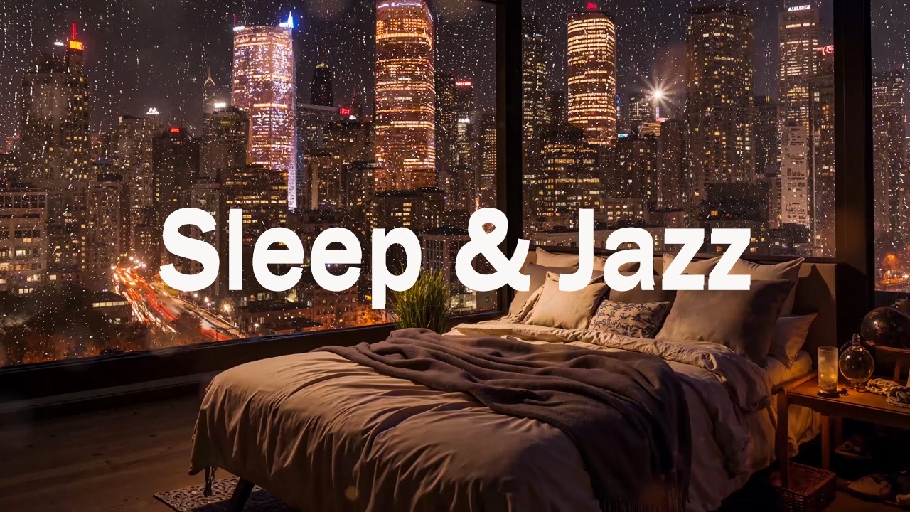 The Night heavy rain and soothing jazz/piano melodies help reduce stress, relax &promote sleep.