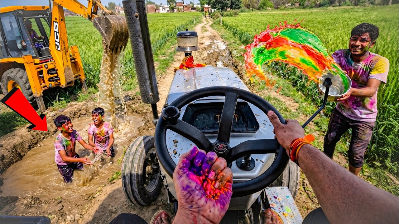 Driving My Tractor on Holi… | Epic Holi Color Surprise! 😱ASMR Village Life Vlog 