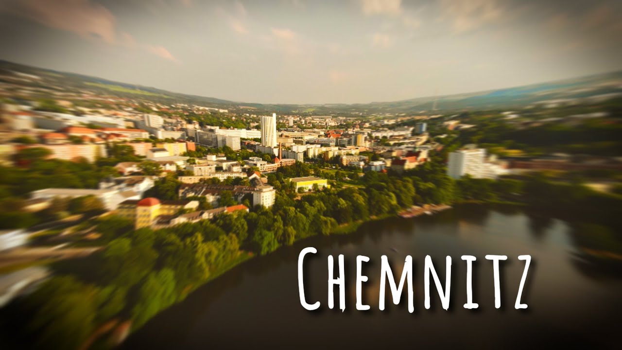 Chemnitz Stadt der Moderne von oben 4K